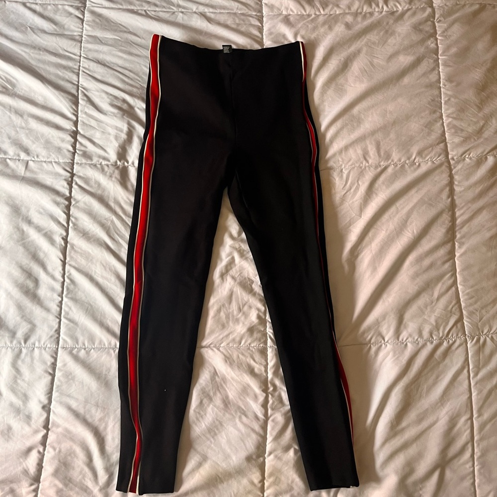 Black Leggings with Red Stripes
